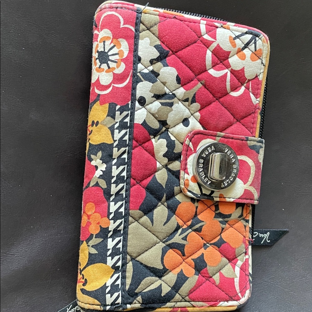 Vera Bradley Floral Quilted Clutch - Red, Orange, Black